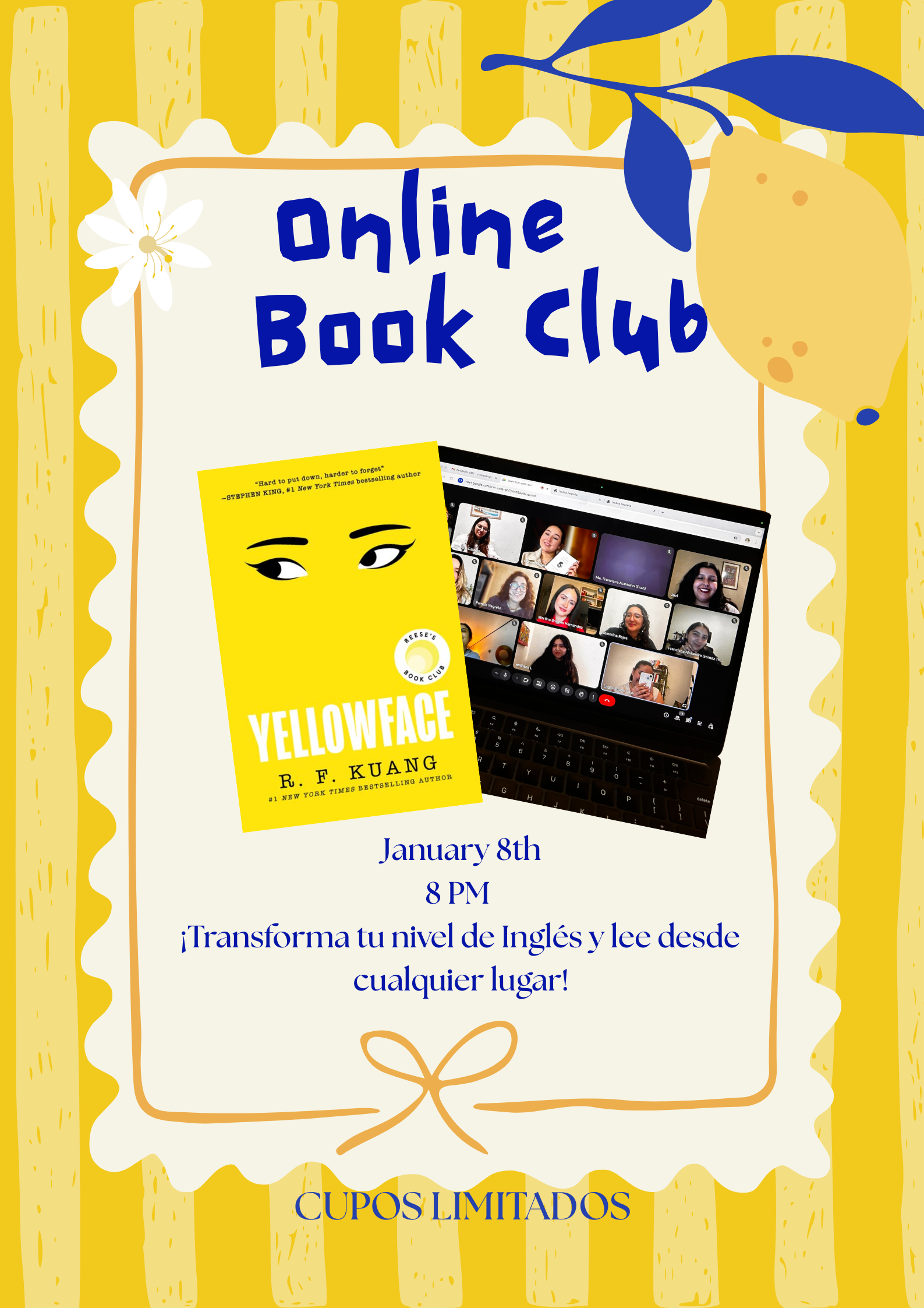 Online Girls Book Club Yellow Face 👩‍💻✨