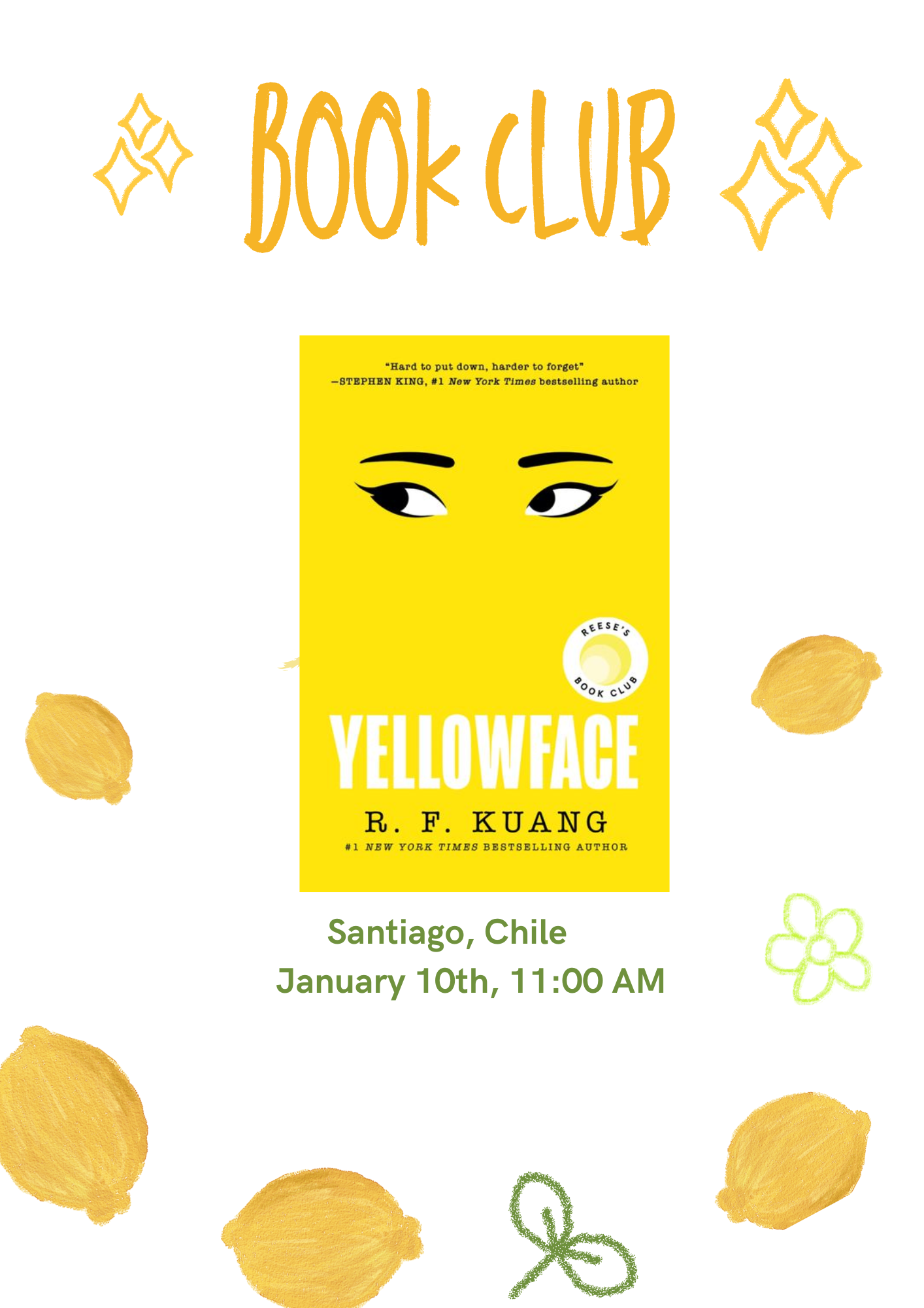 🌟 In-Person Book Club Yellow Face Girls Meeting🌟
